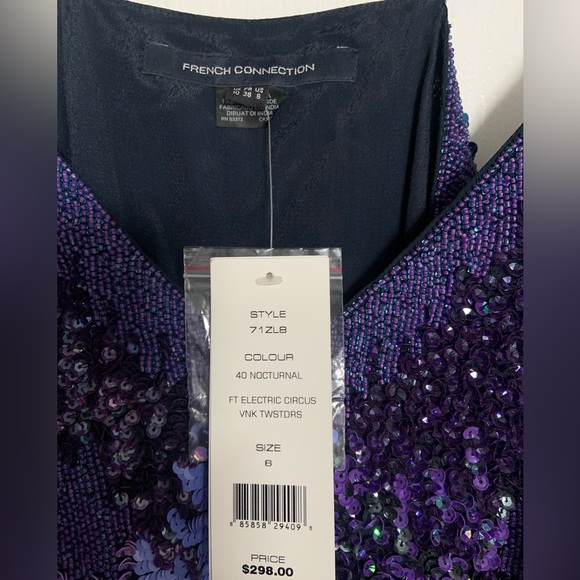 Blue mid thigh dress with purple sequins - Picture 4 of 4